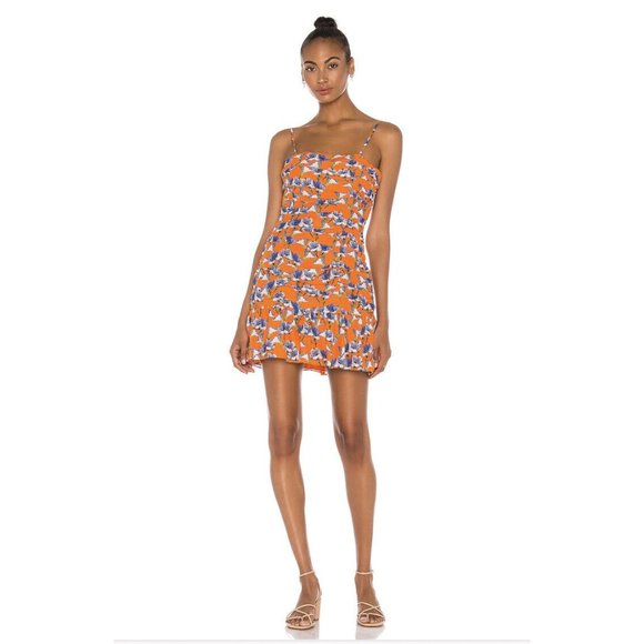 Parker Julie Dress Amber Blooms Floral Mini Silk Orange - Picture 1 of 6